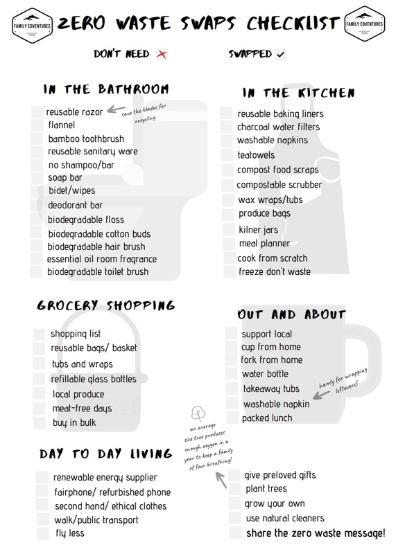 zero waste swaps checklist bullet journal