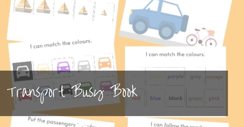 Transport Busy Book | free printable preschool vehicle busy book